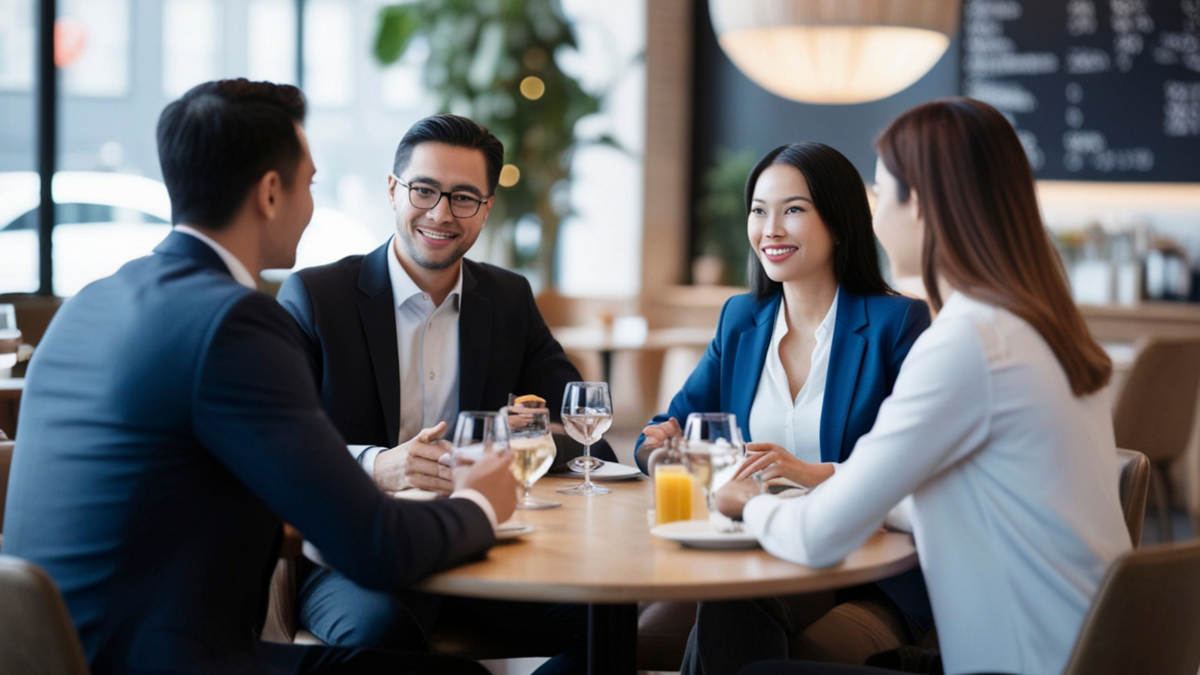 best crm with email marketing features featured image. people in a cafe